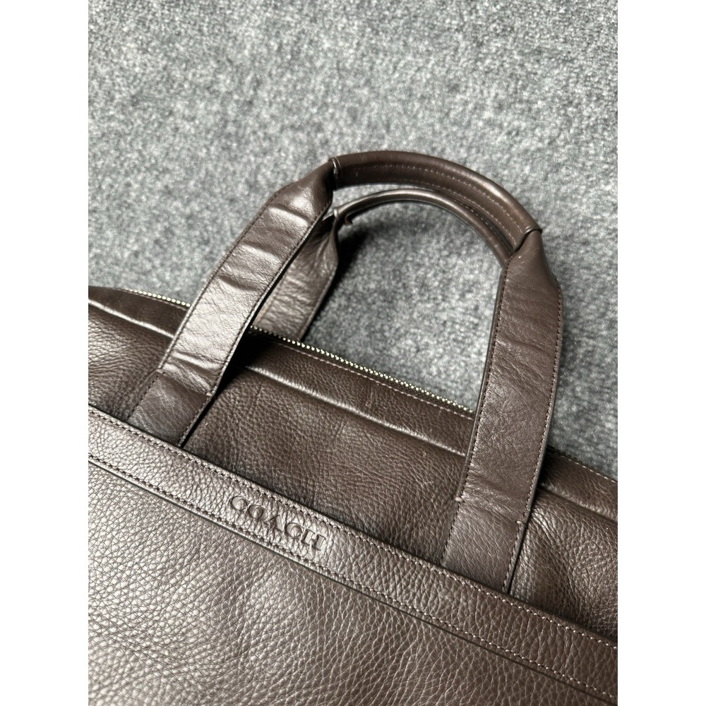Mens Leather Coach Brown Briefcase Laptop Work Bag, Size One Size - Picture 3 of 13